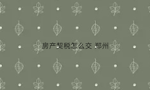 房产契税怎么交郑州(郑州房产契税去哪交)
